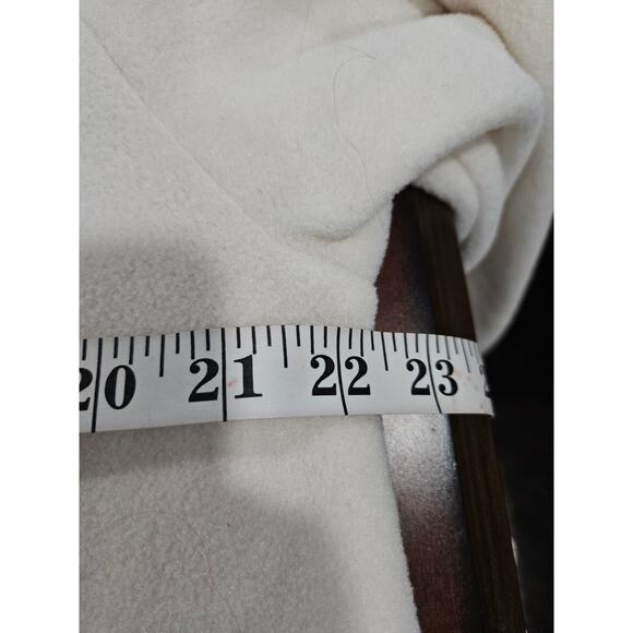 Vintage 80s 90s Aqua Sheen Fleece Button Jacket Eggshell Off White Size Small - Picture 7 of 9